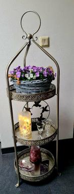 Grote vintage etagère 3-laags zilverkleurig, 128 cm hoog, Huis en Inrichting, Woonaccessoires | Etagères, Ophalen, Gebruikt