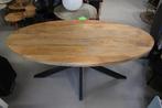 2 x ovale eettafel ovaal metaal mangohout 180x90 cm., Huis en Inrichting, Tafels | Eettafels, Ophalen, 50 tot 100 cm, Zo goed als nieuw