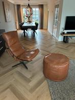 Shabbies fauteuil met poef, Huis en Inrichting, Fauteuils, Ophalen, Gebruikt, Leer, 50 tot 75 cm