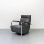 1x Leolux Scylla Fauteuil Hoge Rug Grijs Leder - Chroom, Huis en Inrichting, Fauteuils, Gebruikt, 75 tot 100 cm, Ophalen of Verzenden