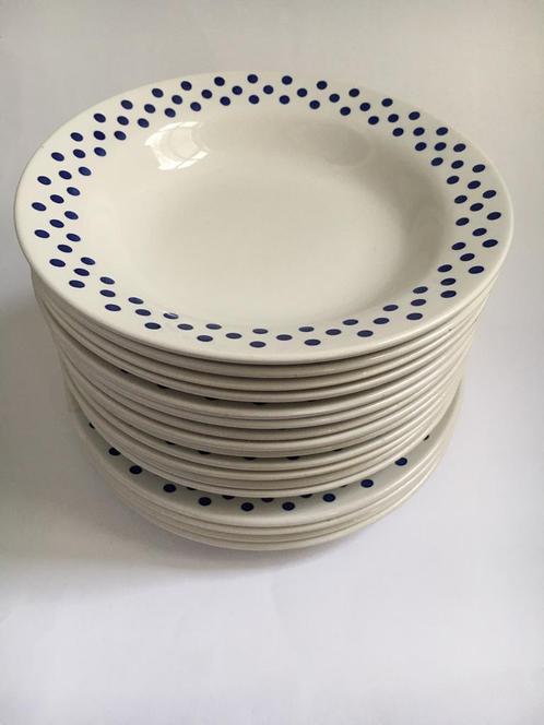 Oxford Brazil set dinerborden blauwe stippen, Huis en Inrichting, Keuken | Servies, Gebruikt, Bord(en), Overige stijlen, Overige materialen