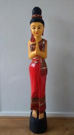 Prachtig versierde (1.02mtr) Thaise dame uit 1 stuk hout, Ophalen, Zo goed als nieuw