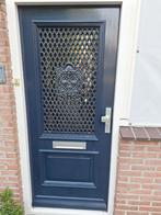 Hardhouten rooster voordeur met klap raam, Ophalen, 80 tot 100 cm, 200 tot 215 cm, Buitendeur