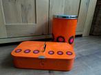 Oranje bewaarblik schoenpoetsdoos Brabantia Patrice prijs ps, Verzamelen, Ophalen of Verzenden, Overige typen