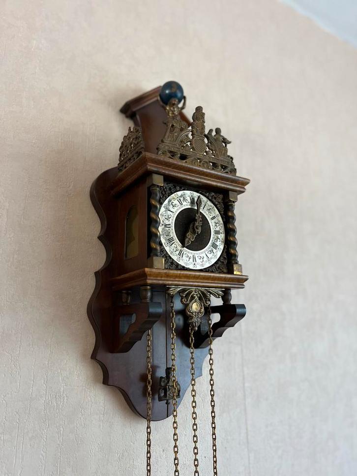 Antieke Houten zaanse klok - In Goede Staat! - klok, Antiek en Kunst, Antiek | Klokken, Ophalen of Verzenden