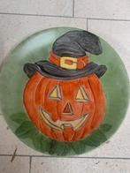 Halloween Bordje - Handgeschilderd Pompoen, Porselein of Keramiek, Schaal, Rond, Nieuw