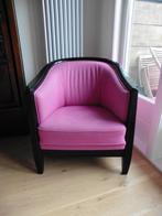 leuke fauteuil stoel roze met zwart hout, Ophalen, Hout, Gebruikt, Minder dan 75 cm