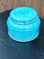Turquoise Keramische Pot met Deksel, Gebruikt, Porselein of Keramiek, Schaal, Rond