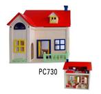 Poppenhuis met rood dak en meubeltjes 34,5x31x37 PC730, Ophalen of Verzenden, Nieuw, Poppenhuis