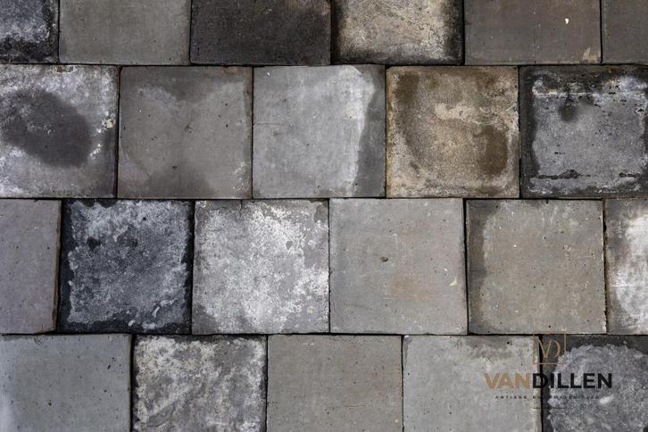 Antieke grijs blauw gesmoorde plavuizen 20.5 cm handvorm 7m2, Doe-het-zelf en Verbouw, Vloerdelen en Plavuizen, Gebruikt, Plavuizen