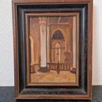 Schilderij kerkinterieur in mooie lijst, Antiek en Kunst, Ophalen of Verzenden