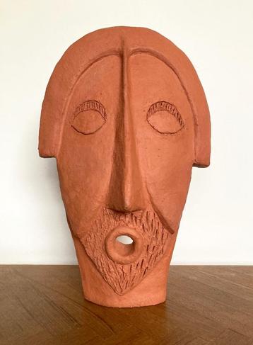 Uniek sculptuur/beeld - gezicht/hoofd van klei - abstract beschikbaar voor biedingen