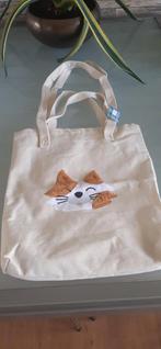 Nieuwe canvas tas met poes alplicatie, Sieraden, Tassen en Uiterlijk, Tassen | Schoudertassen, Ophalen of Verzenden, Zo goed als nieuw
