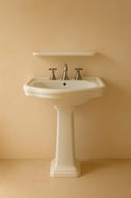 Zeer mooie wastafel op zuil met planchet, eventueel 2, Ophalen, 50 tot 100 cm, Zo goed als nieuw, Minder dan 100 cm