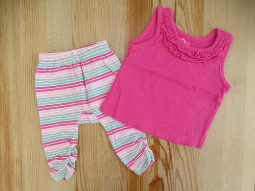 Gestreepte legging Noppies + roze hemdje Hema maat 62, Kinderen en Baby's, Babykleding | Maat 62, Zo goed als nieuw, Meisje, Setje