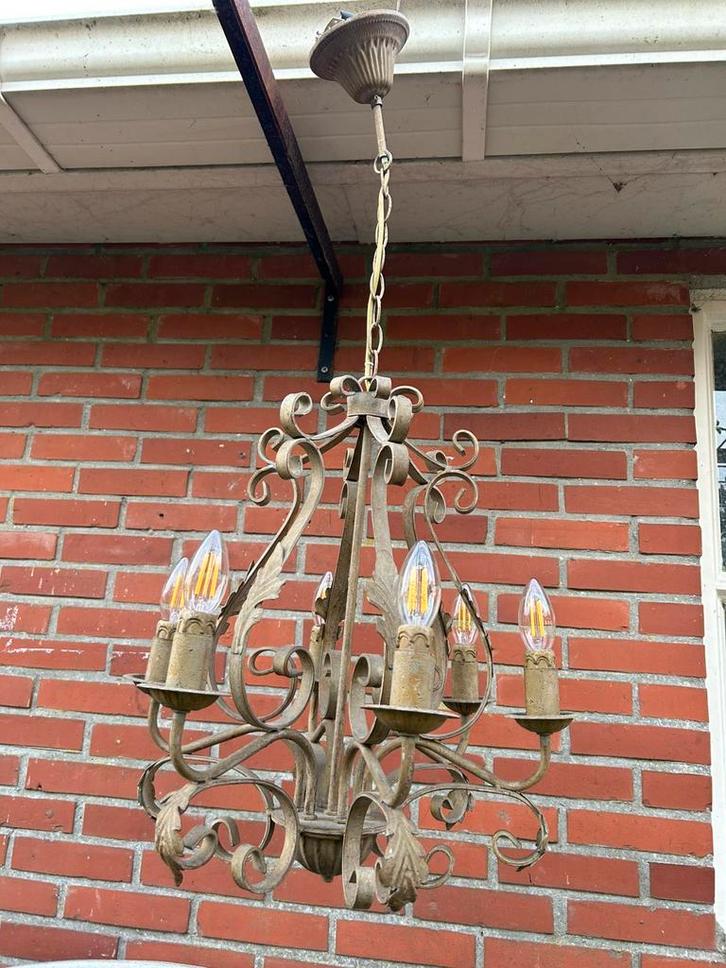 Smeedijzeren kroonluchter, Huis en Inrichting, Lampen | Kroonluchters, Zo goed als nieuw, Ophalen of Verzenden