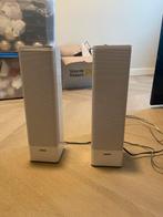 Loewe Satelliet Speakers - Wit en subwoofer, Gebruikt, 60 tot 120 watt, Complete surroundset, Ophalen