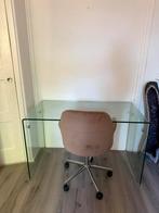 Glazen bureau tafel + beige stoel, Ophalen, Zo goed als nieuw
