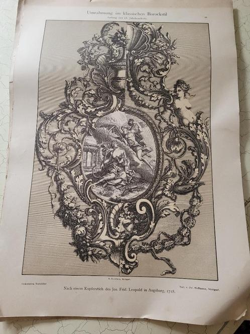 oude prent barok op dik papier, Verzamelen, Foto's en Prenten, Gebruikt, Prent, Overige onderwerpen, Voor 1940, Ophalen of Verzenden