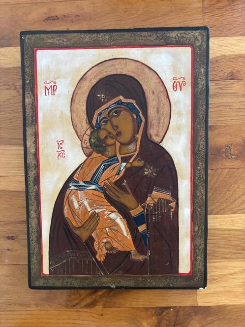 ICOON Moeder Gods van Vladimir, de Vladimirskaja op hout, Antiek en Kunst, Antiek | Religie, Ophalen of Verzenden