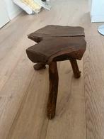 Houten krukje / bijzettafel, Ophalen, Gebruikt, Bruin, Eén