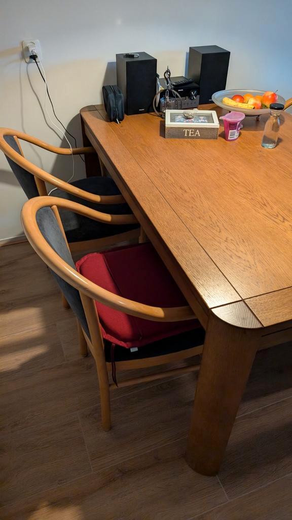 Eikenhouten Eethoek met 4 Stoelen, Huis en Inrichting, Tafels | Eettafels, Zo goed als nieuw, 50 tot 100 cm, Vier personen, Rechthoekig