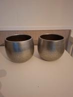2 Zilverkleurige Bloempotten voor Binnen, Huis en Inrichting, Kamerplanten, Ophalen