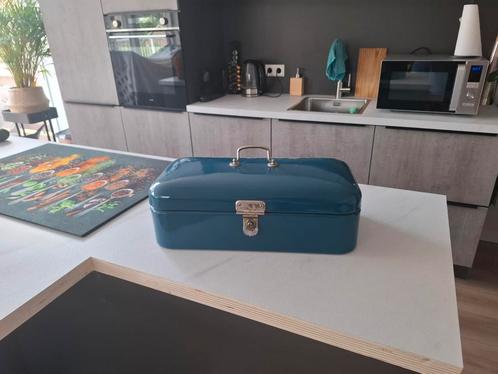 Vintage Emaille Broodtrommel Blauw, Antiek en Kunst, Antiek | Emaille, Ophalen