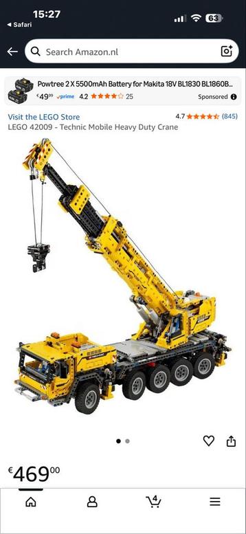 LEGO Technic 42009 Mobiele Kraan - Compleet! beschikbaar voor biedingen
