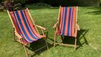 2x Retro strandstoel, ligstoel, Ophalen, Gebruikt, Hout, Verstelbaar