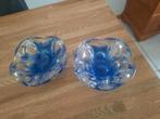 2 kobaltblauwe artglass schaaltjes van Murano? 15 cm diamete, Antiek en Kunst, Antiek | Glas en Kristal, Ophalen of Verzenden
