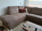 Taupe rib hoekbank met liggedeelte - ., Huis en Inrichting, Banken | Bankstellen, Ophalen of Verzenden, Gebruikt, Vierpersoons of meer