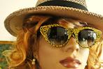 Vlindermodel cat eye zonnebril retro vintage 80 geel/zwart, Overige merken, Zonnebril, Geel, Ophalen of Verzenden