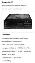 Kenwood A-83 versterker, Gebruikt, 60 tot 120 watt, Stereo, Ophalen