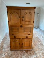 Houten secretaire/kast met uitklapbaar werkblad, 100 tot 150 cm, 5 laden of meer, Eikenhout, Ophalen of Verzenden