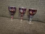 Set van 3 Antieke Kristallen Wijnglazen. Likeurglazen. Ameth, Ophalen of Verzenden, Gebruikt, Overige typen