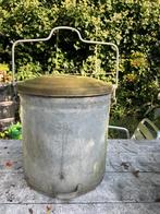 Oude Zinken Wastobbe met Deksel, Ophalen, Gebruikt