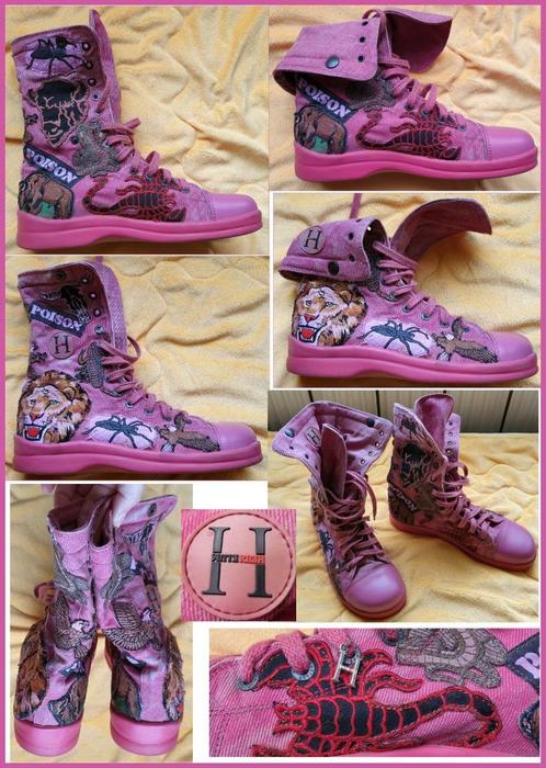 HEIDI KLUM hoge (gothic) canvas gympen maat 41 zgan, Kleding | Dames, Schoenen, Zo goed als nieuw, Sneakers of Gympen, Roze, Ophalen of Verzenden