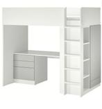 SMÅSTADHoogslaper, wit/roze met bureau met 2 lades, 90x200, Ophalen, Gebruikt, Halfhoogslaper