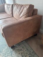 Mooie cognac microleder hoekbank nog erg goed!, Huis en Inrichting, Banken | Sofa's en Chaises Longues, Ophalen, Gebruikt, Vierpersoons of meer