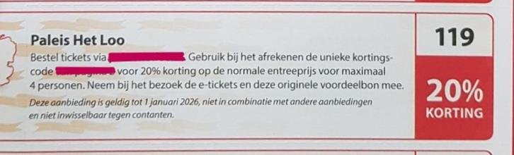 Paleis Het Loo 20% korting, Tickets en Kaartjes, Musea, Eén persoon, Kortingskaart