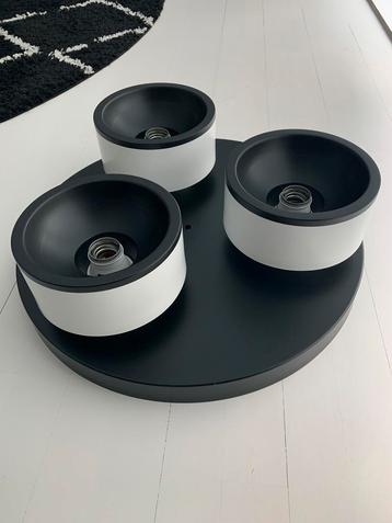 Vintage Dijkstra plafondlamp zwart wit 3 spots beschikbaar voor biedingen