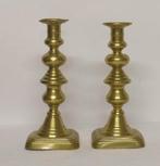 Stel antieke Engelse 19e  eeuwse kandelaars., Antiek en Kunst, Antiek | Kandelaars, Ophalen of Verzenden, Koper of Brons