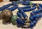 Glaskralen ketting, handgemaakt uit Ghana ( 100 cm), Overige materialen, Ophalen of Verzenden, Zo goed als nieuw, Met edelsteen