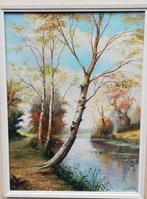 A. Hendericks, Ven met bospad. 1943.Olie/doek.  55/77 cm., Antiek en Kunst, Kunst | Schilderijen | Klassiek, Ophalen