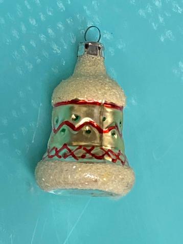 Vintage oude antieke kerstbal klokje met sneeuw beschikbaar voor biedingen