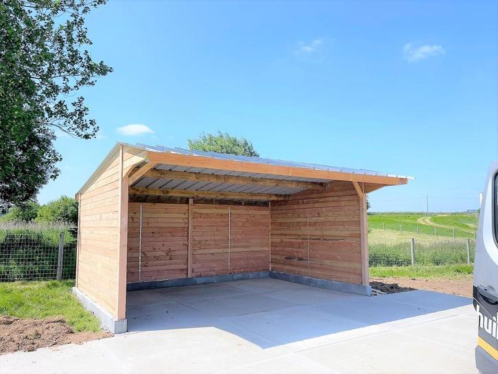 Schuilstal 4x6m in 46mm massief Douglashout, Dieren en Toebehoren, Stalling en Weidegang, Stalling, Weidegang, 2 of 3 paarden of pony's