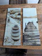 2  glazen wandpanelen met strand thema van Eurographics, Ophalen, Minder dan 50 cm, Zo goed als nieuw, Schilderij