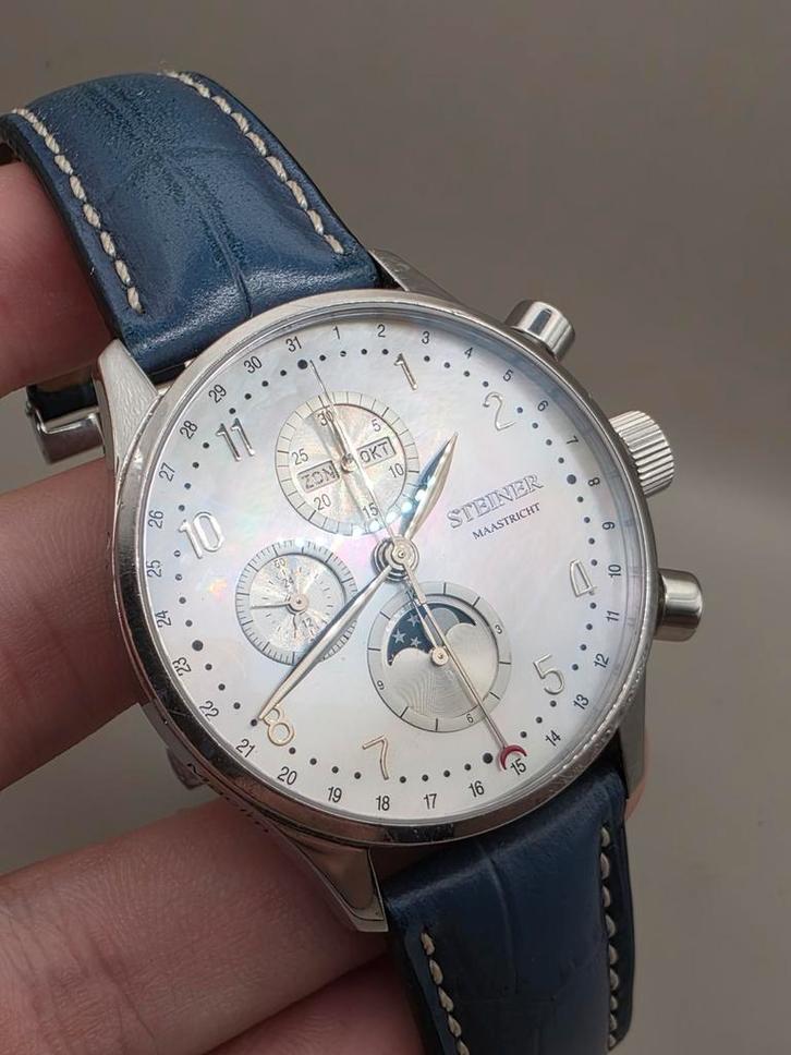 Steiner Maastricht valjoux7751, Sieraden, Tassen en Uiterlijk, Horloges | Heren, Gebruikt, Polshorloge, Overige merken, Staal