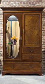 Mahonie kast kledingkast hangkast ladenkast ovale spiegel2, Ophalen